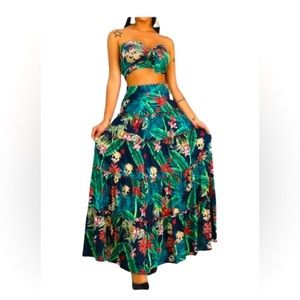 Floral Print Cami Top & Maxi Skirt Set
